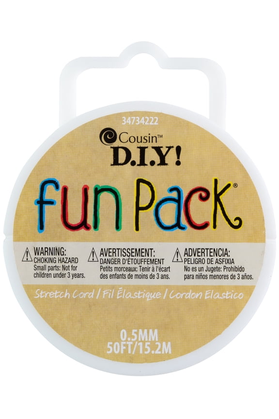DIY Fun Pack Stretch Cord Spool .5mmx50'-Clear