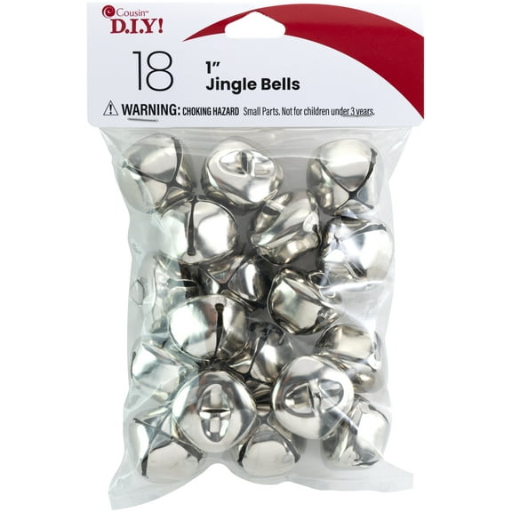 CousinDIY Jingle Bells 1" 18/Pkg-Silver