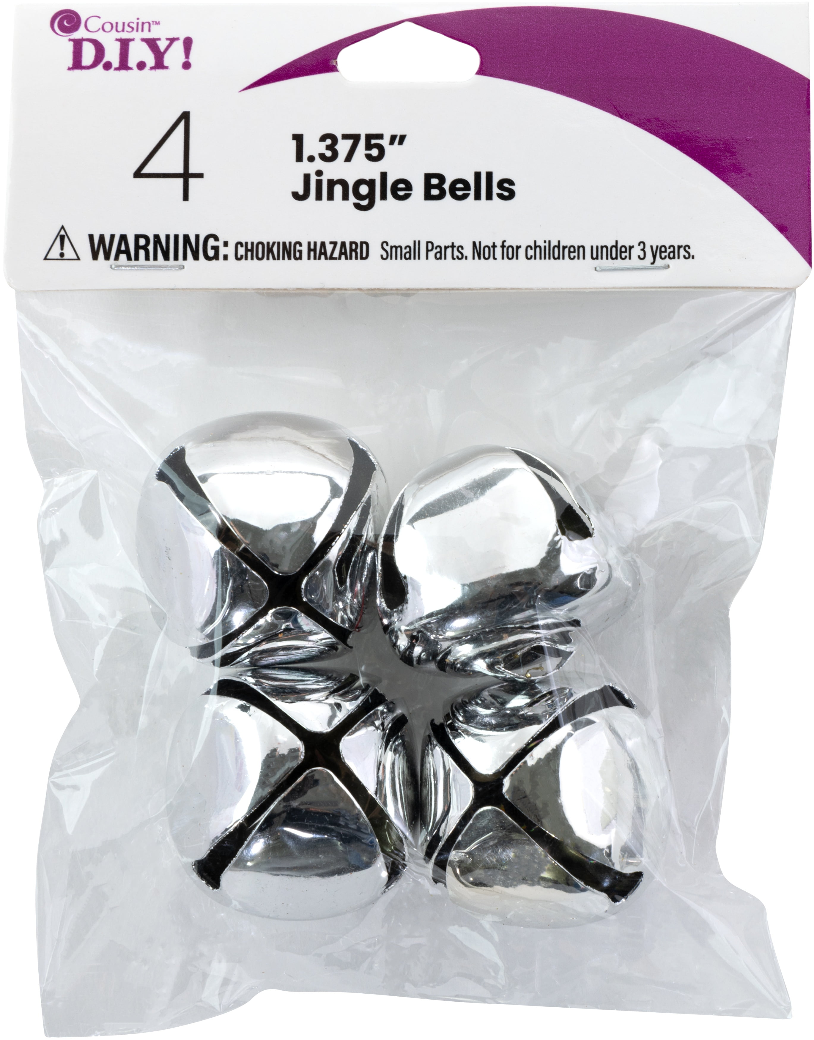 Cousin DIY Gold Jingle Bells, 1.375 Inch - 4 Pack For Holiday Crafts, Ornaments, & Decor