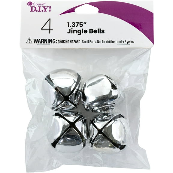 CousinDIY Jingle Bells 1.375" 4/Pkg-Silver