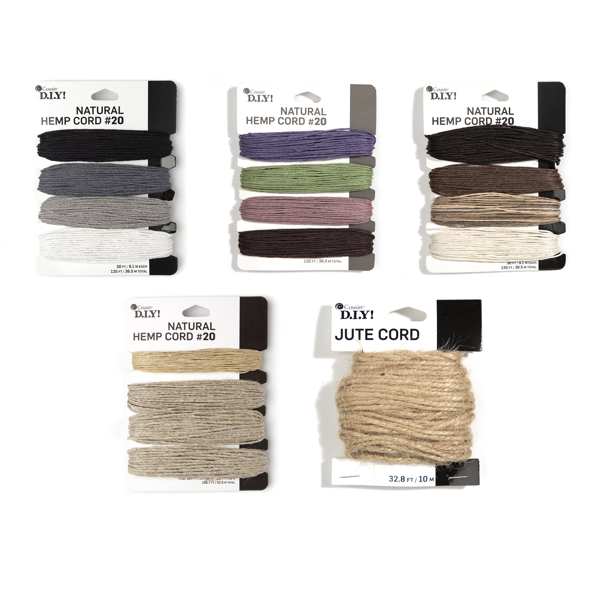 CousinDIY Muted Hemp and Jute Cord Bulk Bundle, 4 Multi packs Hemp