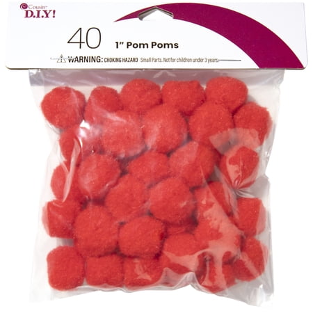 CousinDIY Pom-Poms 1" 40/Pkg-Red