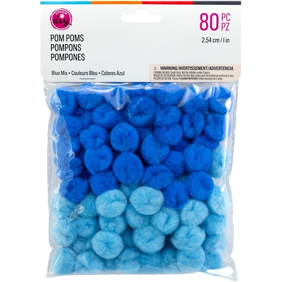 CousinDIY Pom-Poms 1" 80/Pkg-Blue Mix