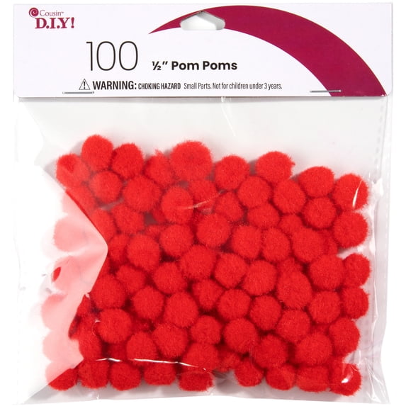 CousinDIY Pom-Poms .5" 100/Pkg-Red