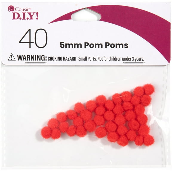 CousinDIY Pom-Poms 5mm 40/Pkg-Red