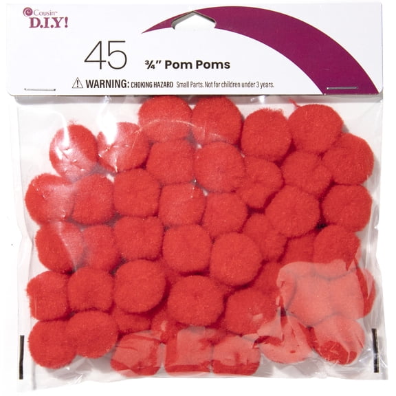 CousinDIY Pom-Poms .75" Inch 45/Pkg-Red