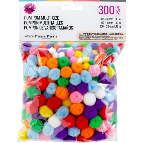 CousinDIY Pom-Poms Multi-Size 300/Pkg-Primary