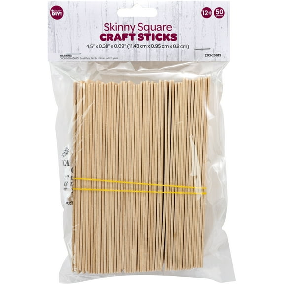 CousinDIY Skinny Square Craft Sticks 75/Pkg-Natural