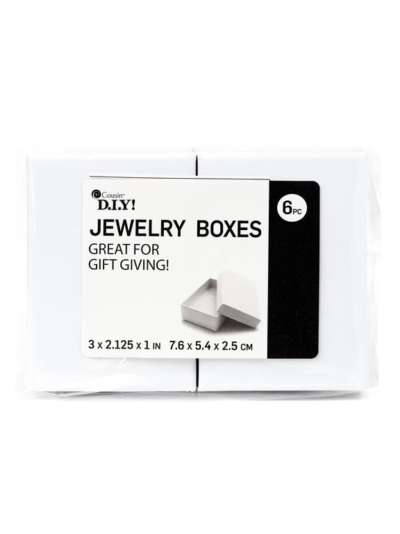 Small Rectangle 3x2in Paper Jewelry Boxes, White, Pendant/Earring, 69990135, 6 Piece