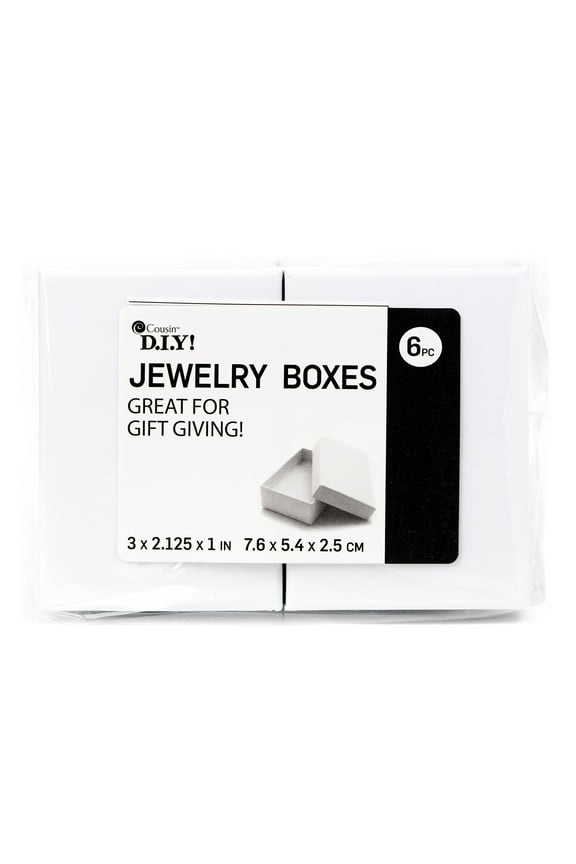 Small Rectangle 3x2in Paper Jewelry Boxes, White, Pendant/Earring, 69990135, 6 Piece