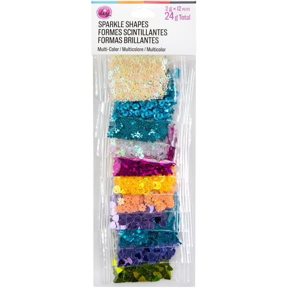 CousinDIY Sparkle Shapes 2g 12/Pkg-Multi-Colored