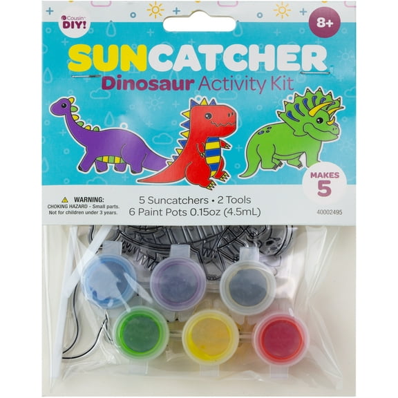 CousinDIY Suncatcher Kit-Dinosaur, Makes 5