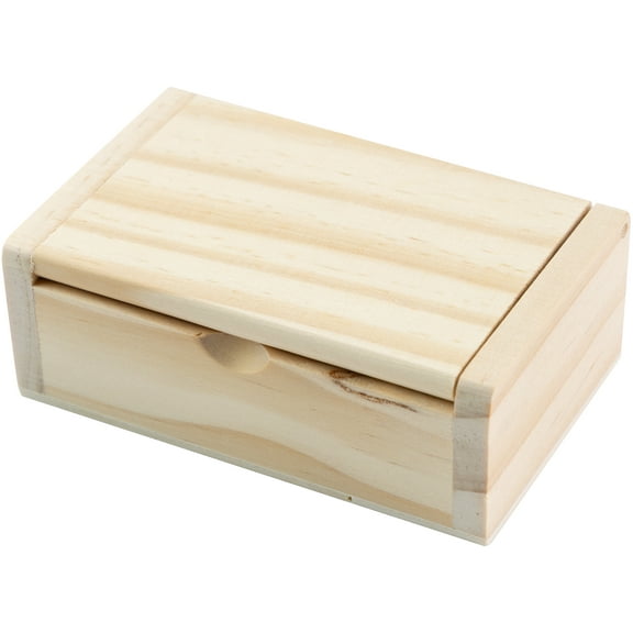 CousinDIY Unfinished Wood Box With Wood Hinge-Small