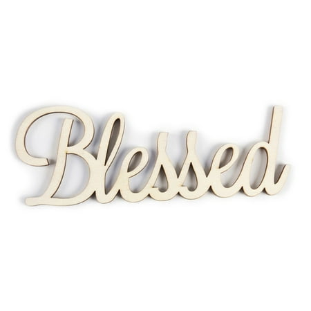 CousinDIY Unfinished Wood Script Phrase-Blessed