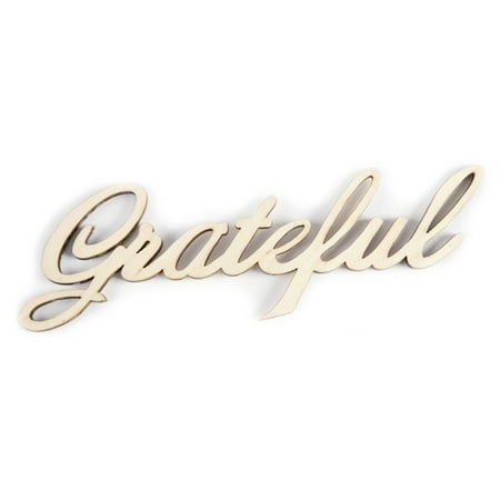 CousinDIY Unfinished Wood Script Phrase-Grateful