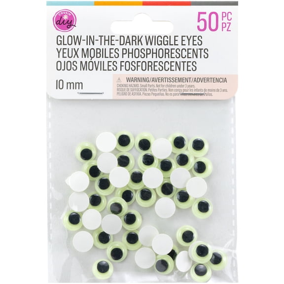 CousinDIY Wiggle Eyes 10mm 50/Pkg-Glow In The Dark