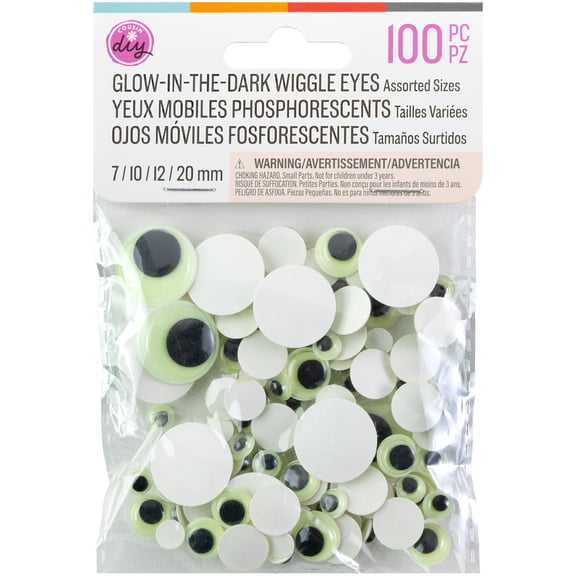 CousinDIY Wiggle Eyes Variety Pack 100/Pkg-Glow In The Dark