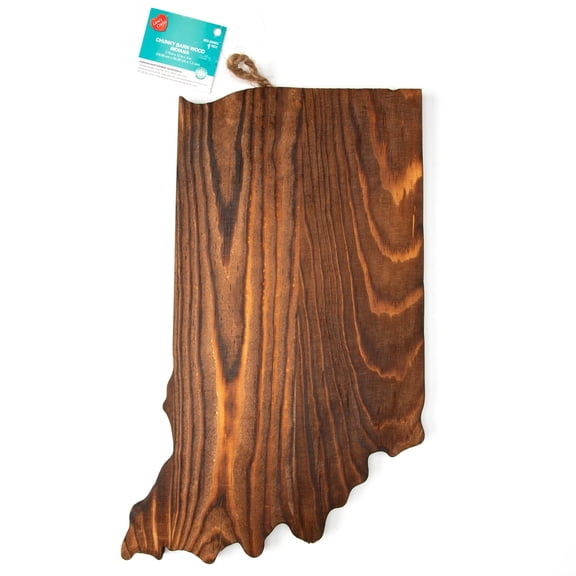 CousinDIY Wood State Shaped Plaque 7.75"X12"X0.5"-Indiana