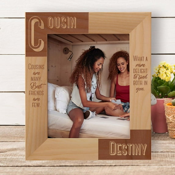 Cousins Are Many Best Friends Are Few Personalized Wooden Frame 8" x 10" Brown (Vertical)