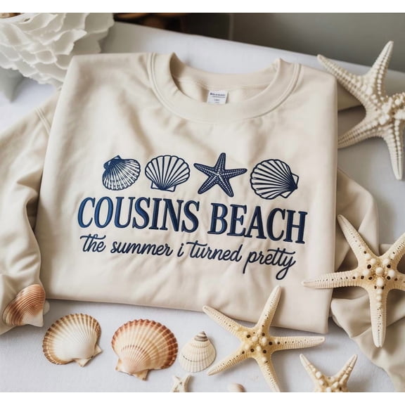 Cousins Beach Embroidered Sweatshirt, Cousins Sweatshirt, Oversized Sweatshirt, Crewneck, Beach Sweatshirt, Beachy, Teen, Show Merch