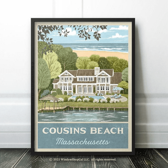 Cousins Beach Massachusetts Retro Travel Poster, Poster Only, Poster Home Decor, Poster Only