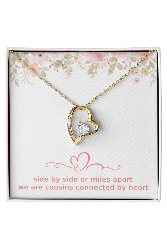 Cousins Gift Cousin Birthday Gift Cousin Christmas Gift Cousin Necklace Side by Side or Miles Apart We are Cousins Connected By Heart Love Pendant