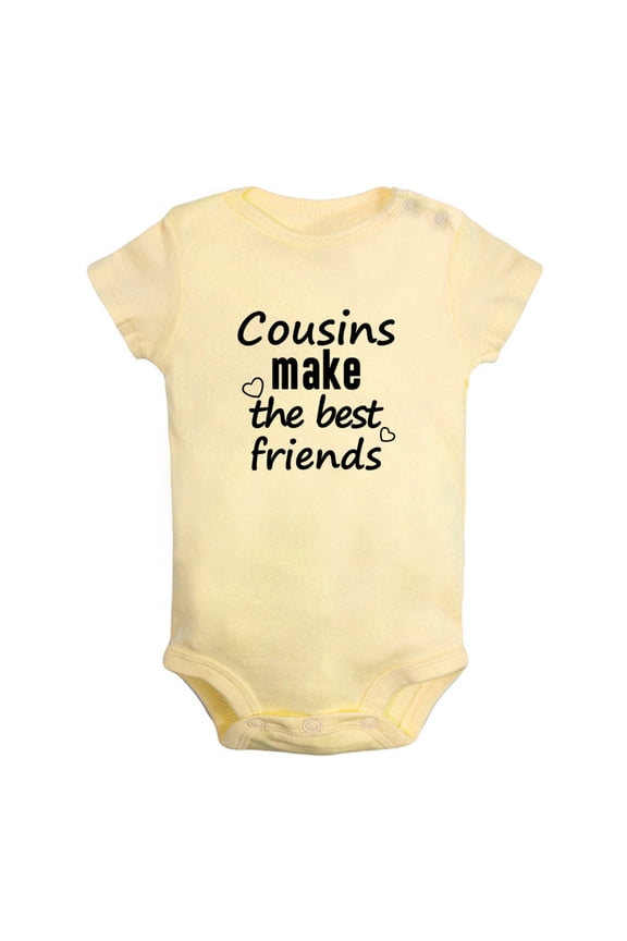 Cousins Make The Best Friends Funny Rompers For Babies, Newborn Baby Unisex Bodysuits, Infant Jumpsuits, Toddler 0-24 Months Kids One-Piece Oufits (Yellow, 0-6 Months)