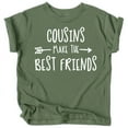 thumbnail image 1 of Cousins Make The Best Friend T-Shirt for Baby and Toddler Girls Fun Family Outfits Military Green Shirt, 1 of 2