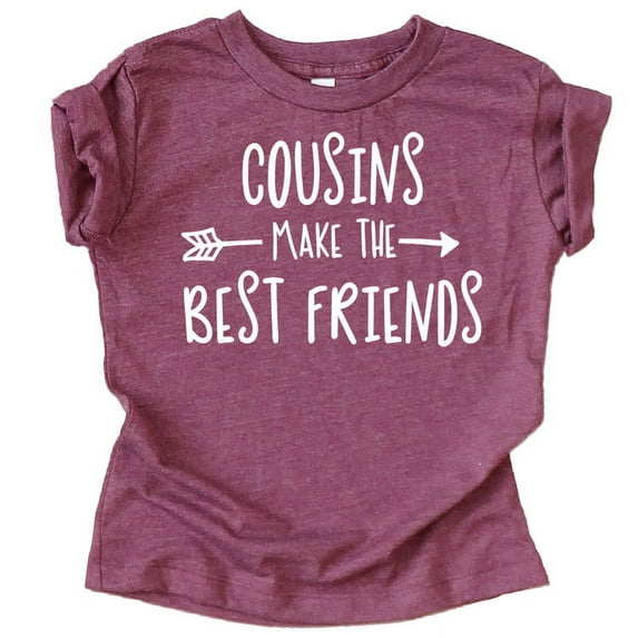 Cousins Make The Best Friend T-Shirt for Baby and Toddler Girls Fun Family Outfits Vintage Burgundy Shirt