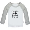 thumbnail image 1 of Cousins Make The Best Friends Funny T shirt For Baby, Newborn Babies T-shirts, Infant Tops, 0-24M Kids Graphic Tees Clothing (Long Gray Raglan T-shirt, 6-12 Months), 1 of 4