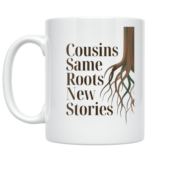 Cousins Same Roots New Stories - Family Connection Enthusiast - 11 oz Ceramic Coffee Mug