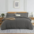 thumbnail image 1 of Couture Charm 3 Sided Zipper Closure Duvet Cover 3-Piece Set Unique Design 500-TC Combed Cotton, California King ( 104" x 98" ) (Dark Grey, Solid), 1 of 4