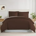 thumbnail image 1 of Couture Charm 3 Sided Zipper Closure Duvet Cover 3-Piece Set Unique Design 500-TC Combed Cotton, Twin/Twin-XL ( 68" x 90" ) (Chocolate, Stripe), 1 of 4