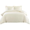 thumbnail image 1 of Couture Charm 3 Sided Zipper Closure Duvet Cover 3-Piece Set Unique Design 500-TC Peruvian Pima Cotton, Oversized King ( 120" x 98" ) (Ivory, Solid), 1 of 4
