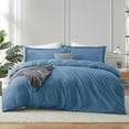 thumbnail image 1 of Couture Charm 3 Sided Zipper Closure Duvet Cover 3-Piece Set Unique Design 500-TC Peruvian Pima Cotton, Oversized King ( 120" x 98" ) (Mediterranean Blue, Solid), 1 of 4