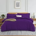 thumbnail image 1 of Couture Charm 3 Sided Zipper Closure Duvet Cover 3-Piece Set Unique Design 600-TC Egyptian Cotton, Super Queen ( 90" x 98" ) (Purple, Solid), 1 of 4