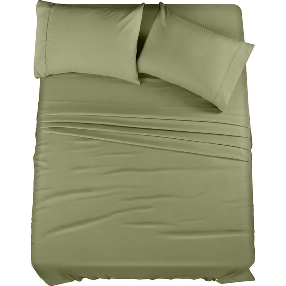 Couture Charm Authentic Heavy Quality 1000-TC Combed Cotton Full Size 4-Pcs Sheet Set Fits Upto 19-22" Deep Pocket (Solid, Moss)