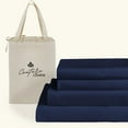 thumbnail image 1 of Couture Charm Authentic Heavy Quality 1000-TC Combed Cotton Full Size 4-Pcs Sheet Set Fits Upto 27-30" Deep Pocket (Solid, Navy Blue), 1 of 4
