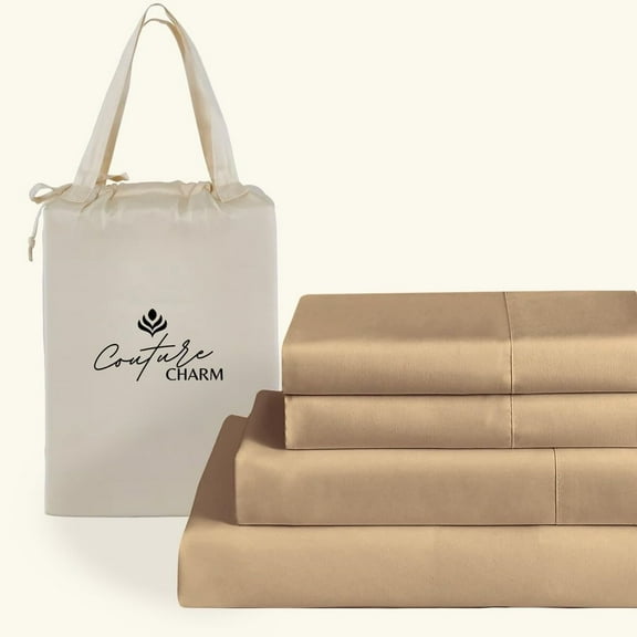 Couture Charm Hotel Brand 1000 Thread Count Egyptian Cotton Twin-XL Size 6-Piece Super Soft Sheet Set Fits Upto 6-9" Deep Pocket (Solid, Taupe)