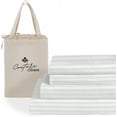 thumbnail image 1 of Couture Charm Hotel Luxury 500-TC Giza Cotton Emperor Size 4-Pcs Sheet Set Fits Upto 7-9" Deep Pocket (Stripe, Silver Grey), 1 of 4