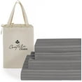 thumbnail image 1 of Couture Charm Hotel Luxury 500-TC Giza Cotton King Size 4-Pcs Sheet Set Fits Upto 24-26" Deep Pocket (Stripe, Dark Gray), 1 of 4