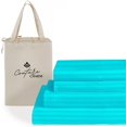 thumbnail image 1 of Couture Charm Hotel Luxury 500-TC Giza Cotton Queen Size 4-Pcs Sheet Set Fits Upto 19-23" Deep Pocket (Stripe, Turquoise), 1 of 4