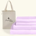 thumbnail image 1 of Couture Charm Hotel Luxury 500-TC Peruvian Pima Cotton California Queen Size 4-Pcs Sheet Set Fits Upto 27-30" Deep Pocket (Solid, Lilac), 1 of 4