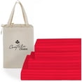 thumbnail image 1 of Couture Charm Hotel Luxury 500-TC Peruvian Pima Cotton Emperor Size 4-Pcs Sheet Set Fits Upto 19-23" Deep Pocket (Stripe, Red), 1 of 4