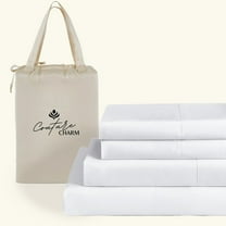 Couture Charm Hotel Luxury 500-TC Peruvian Pima Cotton Queen Size 4-Pcs Sheet Set Fits Upto 14-18" Deep Pocket (Solid, White)
