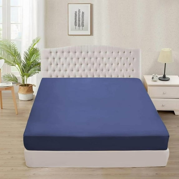 Couture Charm Queen (60"x80") Fitted Sheet - Bottom Sheet Fits Upto 6-9" Deep Pocket - Soft 600-TC Egyptian Cotton - Easy Care -1 Fitted Sheet Only (Solid, Medium Blue)