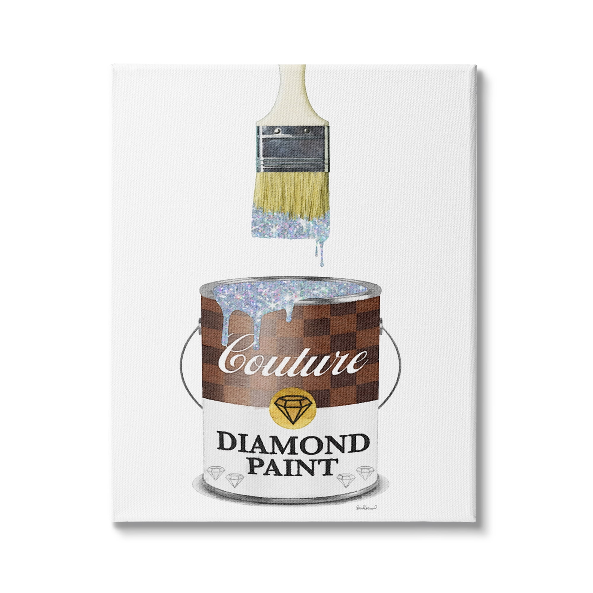 Couture Diamond Paint Brown Fashion Pattern Pop Brush 16 in x 20 in Painting Canvas Art Print, by Stupell Home Décor