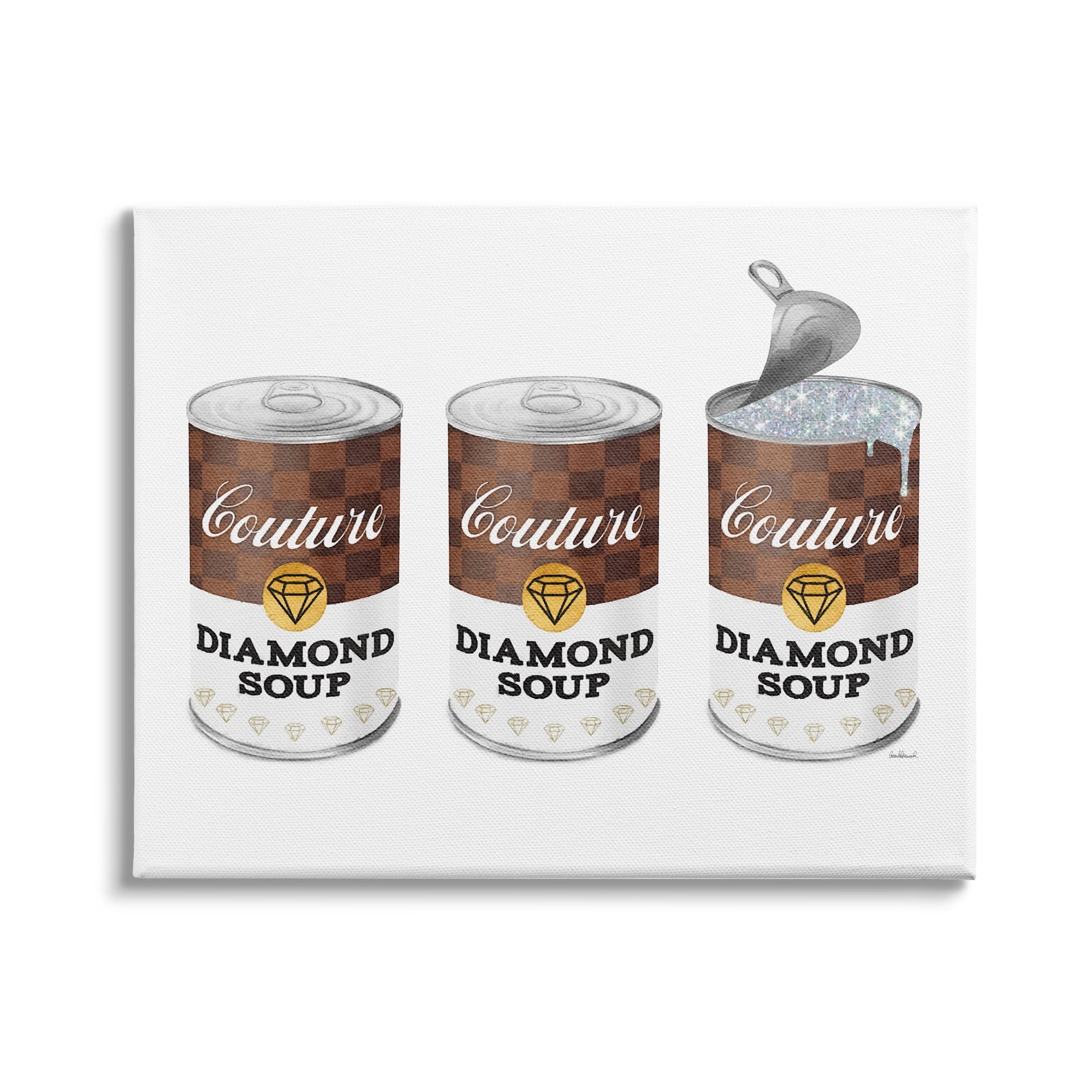 Couture Diamond Paint Trio Condensed Soup Can 40 in x 30 in Painting Canvas Art Print, by Stupell Home Décor