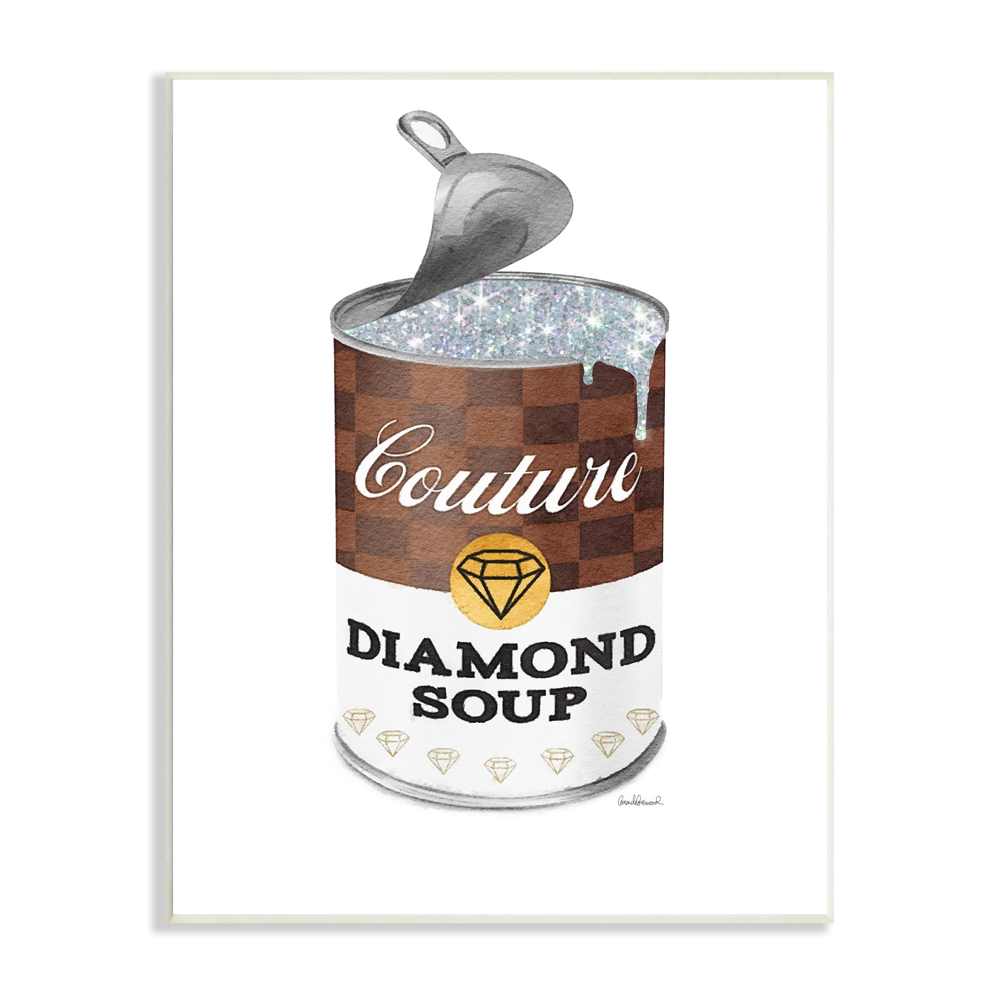 Couture Fashion Pop Condensed Soup Can Brown Glam 10 in x 15 in Framed Painting Art Print, by Stupell Home Décor