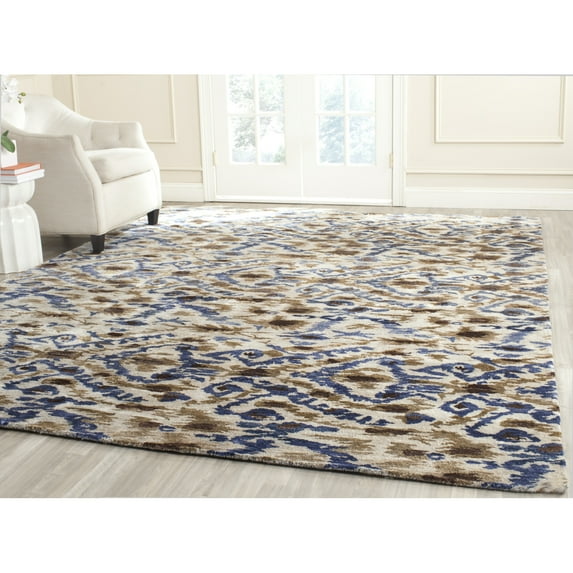 Couture Hand-Knotted Luxor Eclectic Cream / Blue Rayon Rug - 9' x 12'